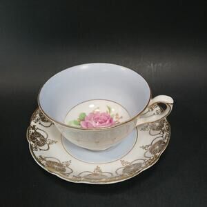 Vintage Taylor & Kent Pink Rose Tea Cup & Saucer Set 22k Gold Trim ?Mismatched?